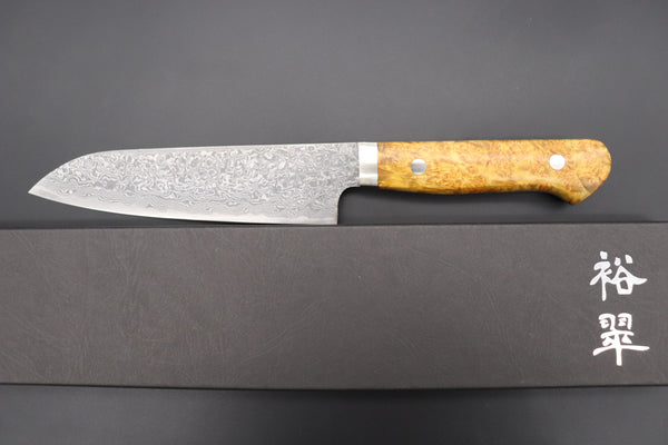 Mr. Itou Gyuto Mr. Itou R-2 Custom Damascus Gyuto 160mm (6.2 inch, Stabilized Yellow-color Maple Burl Wood Handle, IT-237)