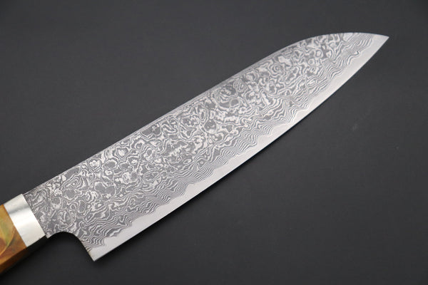 Mr. Itou Gyuto Mr. Itou R-2 Custom Damascus Gyuto 160mm (6.2 inch, Stabilized Yellow-color Maple Burl Wood Handle, IT-237)