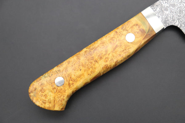 Mr. Itou Gyuto Mr. Itou R-2 Custom Damascus Gyuto 160mm (6.2 inch, Stabilized Yellow-color Maple Burl Wood Handle, IT-237)