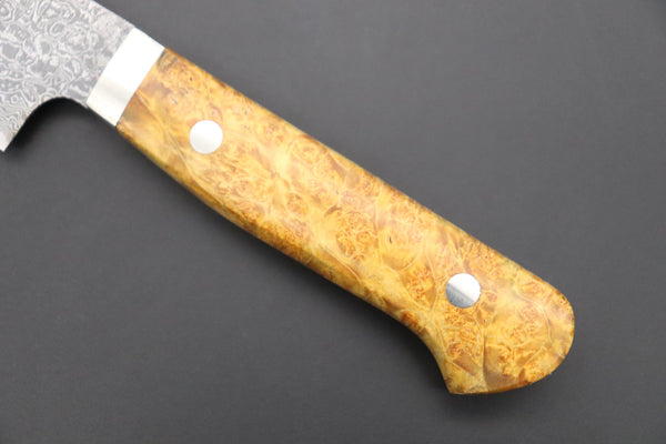 Mr. Itou Gyuto Mr. Itou R-2 Custom Damascus Gyuto 160mm (6.2 inch, Stabilized Yellow-color Maple Burl Wood Handle, IT-237)