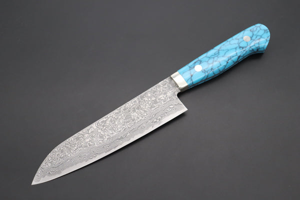 Mr. Itou Gyuto Mr. Itou R-2 Custom Damascus Gyuto 160mm (6.2 inch) "Turquoise Gem-Composite Stone Handle" (IT-231)