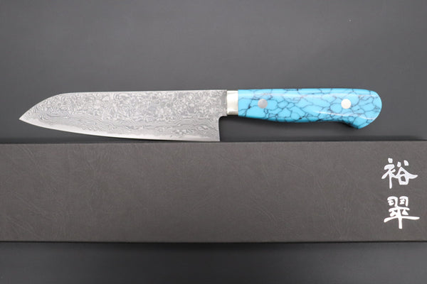 Mr. Itou Gyuto Mr. Itou R-2 Custom Damascus Gyuto 160mm (6.2 inch) "Turquoise Gem-Composite Stone Handle" (IT-231)