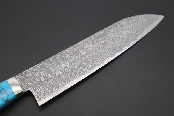 Mr. Itou Gyuto Mr. Itou R-2 Custom Damascus Gyuto 160mm (6.2 inch) "Turquoise Gem-Composite Stone Handle" (IT-231)