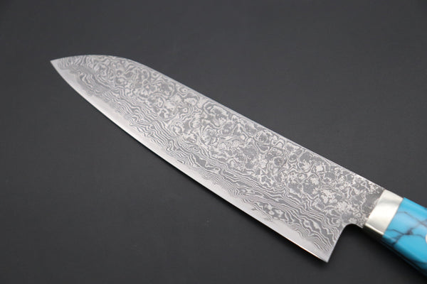 Mr. Itou Gyuto Mr. Itou R-2 Custom Damascus Gyuto 160mm (6.2 inch) "Turquoise Gem-Composite Stone Handle" (IT-231)