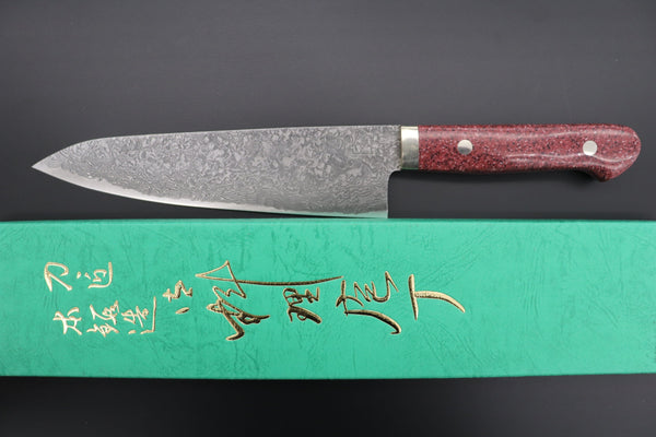 Mr. Itou Gyuto Mr. Itou R-2 Custom Damascus Gyuto 180mm (7 inch) "Red Corian Handle" (IT-238)