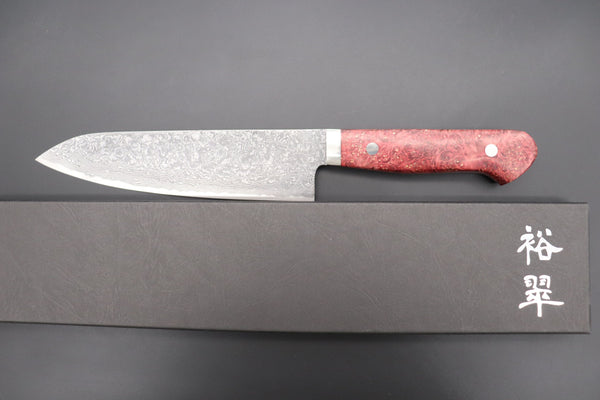 Mr. Itou Gyuto Mr. Itou R-2 Custom Damascus Gyuto 180mm (7 inch, Stabilized Red-color Maple Burl Wood Handle, IT-235)