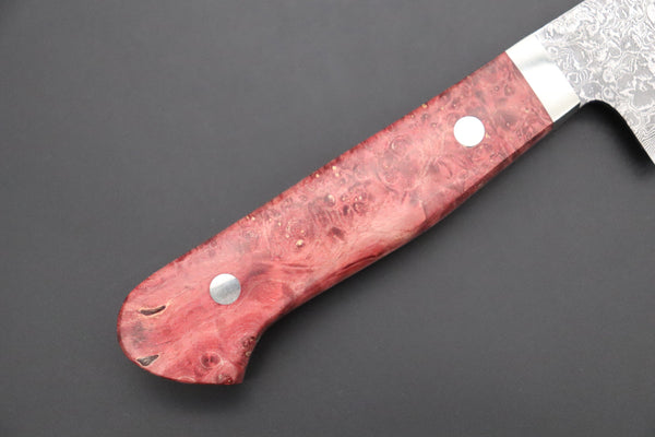 Mr. Itou Gyuto Mr. Itou R-2 Custom Damascus Gyuto 180mm (7 inch, Stabilized Red-color Maple Burl Wood Handle, IT-235)