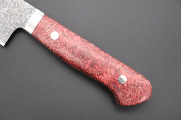 Mr. Itou Gyuto Mr. Itou R-2 Custom Damascus Gyuto 180mm (7 inch, Stabilized Red-color Maple Burl Wood Handle, IT-235)