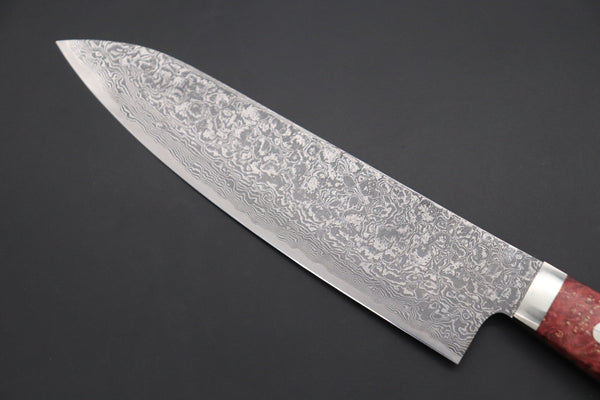 Mr. Itou Gyuto Mr. Itou R-2 Custom Damascus Gyuto 180mm (7 inch, Stabilized Red-color Maple Burl Wood Handle, IT-235)