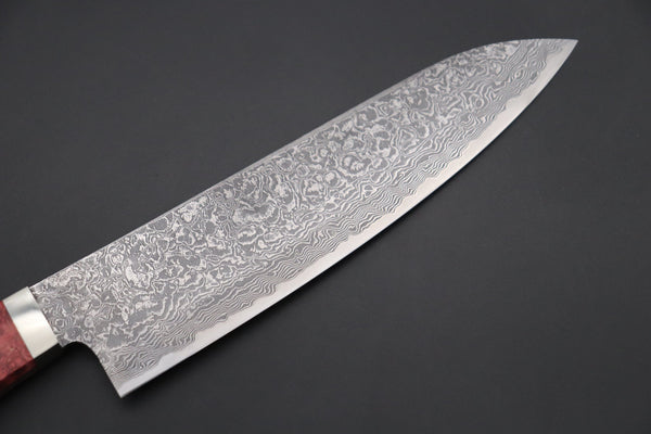 Mr. Itou Gyuto Mr. Itou R-2 Custom Damascus Gyuto 180mm (7 inch, Stabilized Red-color Maple Burl Wood Handle, IT-235)