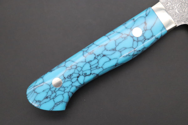 Mr. Itou Gyuto Mr. Itou R-2 Custom Damascus Gyuto 180mm (7 inch,Turquoise Gem-Composite Stone Handle,IT-232)