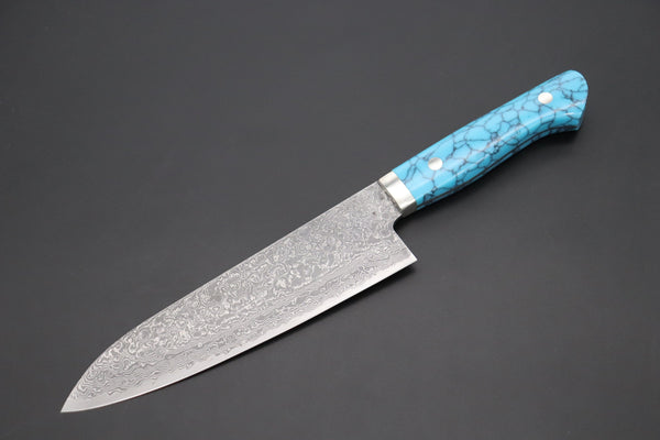 Mr. Itou Gyuto Mr. Itou R-2 Custom Damascus Gyuto 180mm (7 inch,Turquoise Gem-Composite Stone Handle,IT-232)