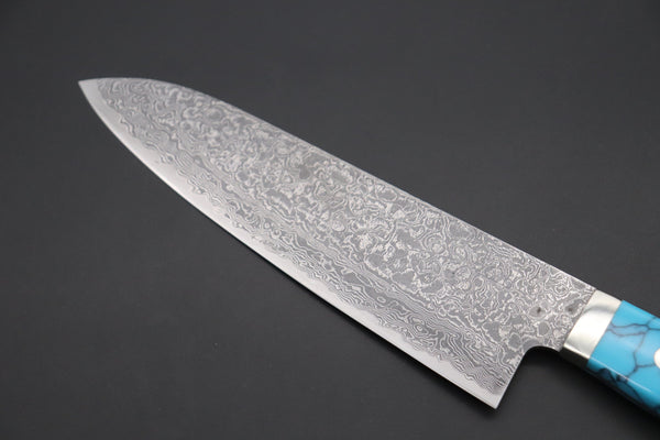 Mr. Itou Gyuto Mr. Itou R-2 Custom Damascus Gyuto 180mm (7 inch,Turquoise Gem-Composite Stone Handle,IT-232)