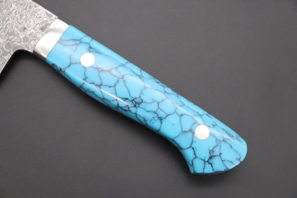 Mr. Itou Gyuto Mr. Itou R-2 Custom Damascus Gyuto 180mm (7 inch,Turquoise Gem-Composite Stone Handle,IT-232)