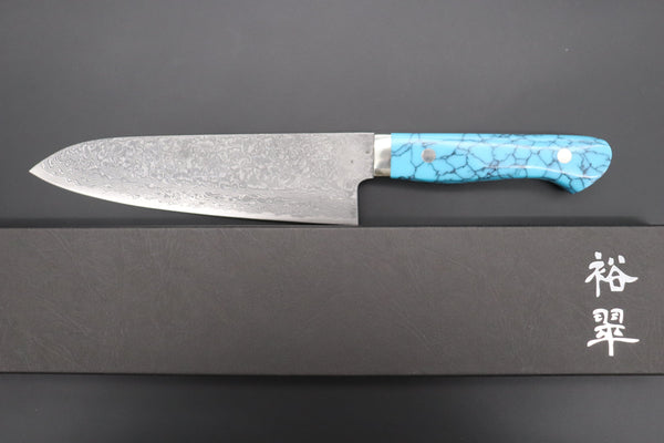 Mr. Itou Gyuto Mr. Itou R-2 Custom Damascus Gyuto 180mm (7 inch,Turquoise Gem-Composite Stone Handle,IT-232)