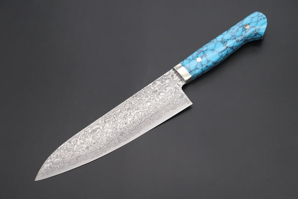 Mr. Itou Gyuto Mr. Itou R-2 Custom Damascus Gyuto 180mm (7 inch,Turquoise GemStone Handle,IT-204)