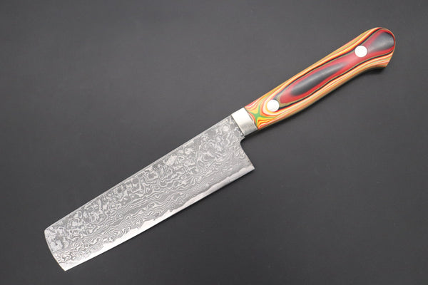 Mr. Itou Nakiri Mr. Itou R-2 Custom Damascus Small-Nakiri 130mm (5.1 inch) "Japanese Lacquer Handle" (IT-221)