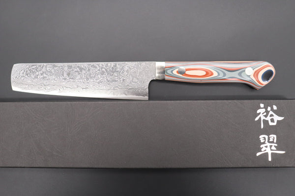 Mr. Itou Nakiri Mr. Itou R-2 Custom Damascus Small-Nakiri 135mm (5.3 inch) "Japanese Lacquer Handle" (IT-222)