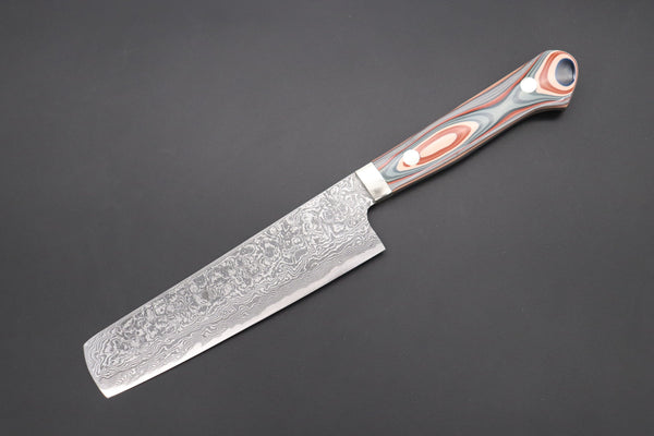 Mr. Itou Nakiri Mr. Itou R-2 Custom Damascus Small-Nakiri 135mm (5.3 inch) "Japanese Lacquer Handle" (IT-222)