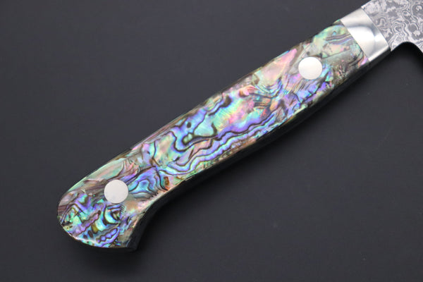 Mr. Itou Petty Mr. Itou & Mr. Nagata "Treasure & Pleasure" Limited Edition R-2 Custom Damascus Petty 130mm (5.1 inch, "Abalone Handle", IT-2)