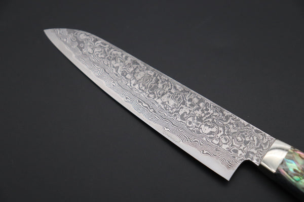 Mr. Itou Petty Mr. Itou & Mr. Nagata "Treasure & Pleasure" Limited Edition R-2 Custom Damascus Petty 130mm (5.1 inch, "Abalone Handle", IT-2)