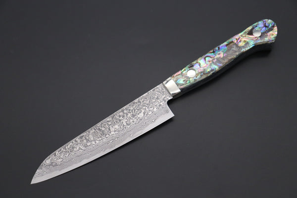 Mr. Itou Petty Mr. Itou & Mr. Nagata "Treasure & Pleasure" Limited Edition R-2 Custom Damascus Petty 130mm (5.1 inch, "Abalone Handle", IT-2)
