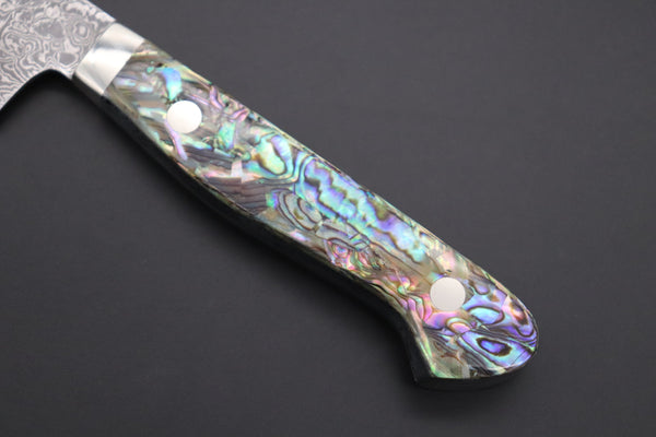 Mr. Itou Petty Mr. Itou & Mr. Nagata "Treasure & Pleasure" Limited Edition R-2 Custom Damascus Petty 135mm (5.3 inch, "Abalone Handle", IT-3)