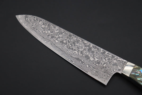 Mr. Itou Petty Mr. Itou & Mr. Nagata "Treasure & Pleasure" Limited Edition R-2 Custom Damascus Petty 135mm (5.3 inch, "Abalone Handle", IT-3)