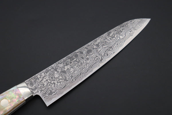 Mr. Itou Petty Mr. Itou & Mr. Nagata "Treasure & Pleasure" Limited Edition R-2 Custom Damascus Petty 135mm (5.3 inch, "White Abalone Handle", IT-1)