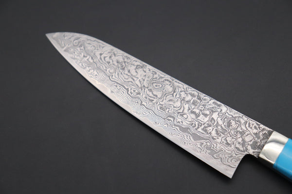 Mr. Itou Petty Mr. Itou R-2 Custom Damascus Petty 135mm (5.3 inch) "Turquoise Gem-Composite Stone Handle" (IT-215)