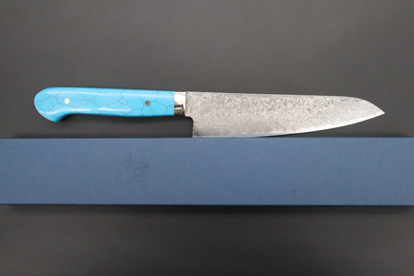 Mr. Itou Petty Mr. Itou R-2 Custom Damascus Petty 145mm (5.7 inch) "Turquoise Gem-Composite Stone Handle" (IT-216)