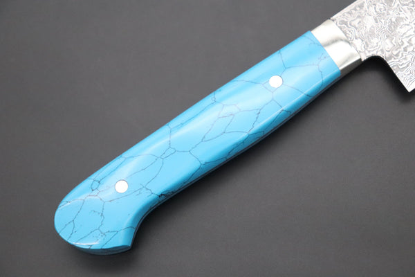 Mr. Itou Petty Mr. Itou R-2 Custom Damascus Petty 145mm (5.7 inch) "Turquoise Gem-Composite Stone Handle" (IT-216)