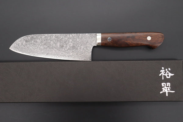 Mr. Itou Santoku Mr. Itou & Mr. Nagata "Treasure & Pleasure" Limited Edition R-2 Custom Damascus Santoku 155mm (6.1 inch, "Desert Ironwood Handle", IT-4)