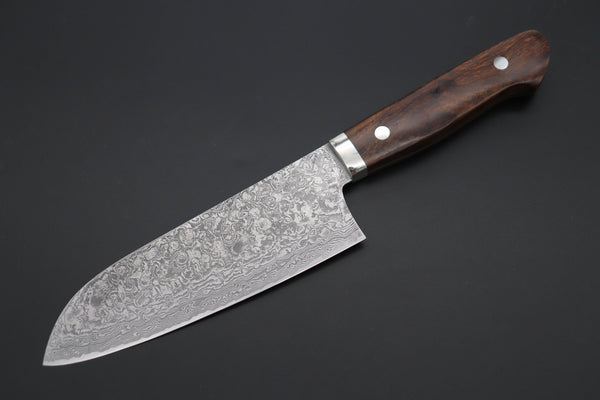 Mr. Itou Santoku Mr. Itou & Mr. Nagata "Treasure & Pleasure" Limited Edition R-2 Custom Damascus Santoku 155mm (6.1 inch, "Desert Ironwood Handle", IT-4)