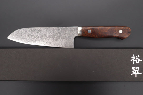 Mr. Itou Santoku Mr. Itou & Mr. Nagata "Treasure & Pleasure" Limited Edition R-2 Custom Damascus Santoku 158mm (6.2 inch, "Desert Ironwood Handle", IT-5)