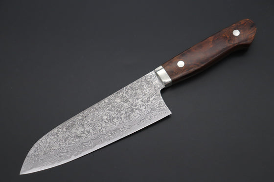 Mr. Itou Santoku Mr. Itou & Mr. Nagata "Treasure & Pleasure" Limited Edition R-2 Custom Damascus Santoku 158mm (6.2 inch, "Desert Ironwood Handle", IT-5)
