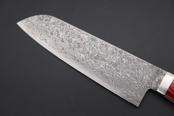 Mr. Itou Santoku Mr. Itou R-2 Custom Damascus Santoku 155mm (6.1 inch) "Japanese Lacquer Handle" (IT-229)