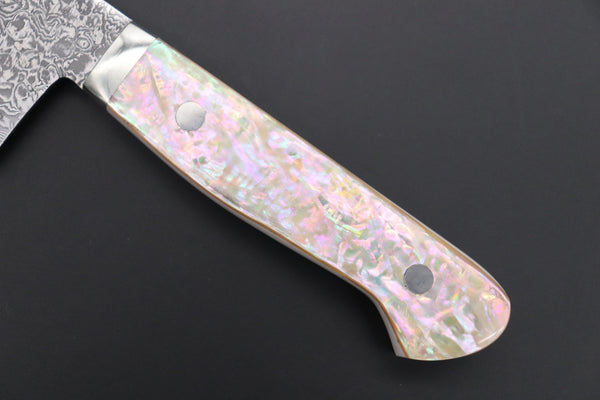 Mr. Itou Santoku Mr. Itou R-2 Custom Damascus Santoku 155mm (6.1 inch) "White Abalone Handle" (IT-223)