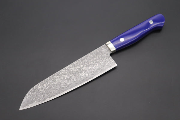 Mr. Itou Santoku Mr. Itou R-2 Custom Damascus Santoku 180mm (7 inch) "Lapis Lazuri Gem-Composite Stone Handle" (IT-227)