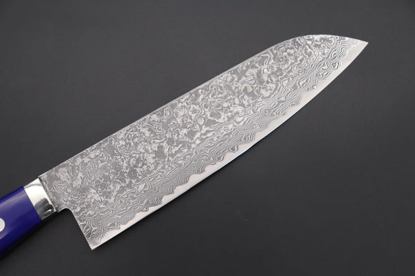 Mr. Itou Santoku Mr. Itou R-2 Custom Damascus Santoku 180mm (7 inch) "Lapis Lazuri Gem-Composite Stone Handle" (IT-227)