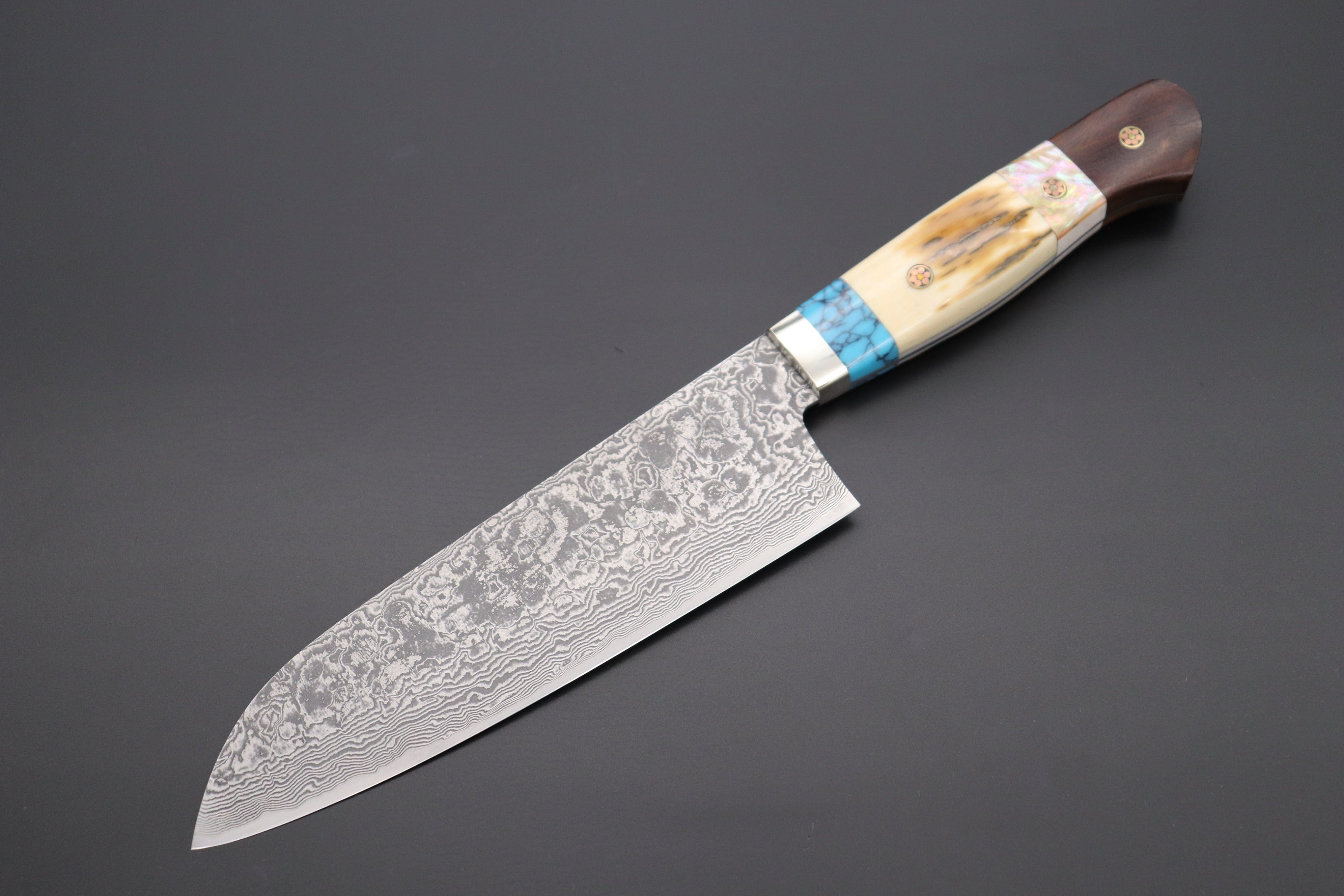  Large chef knife VG10 damascus chef knives turquoise knife  gemstone composite handles, kitchen knives : Handmade Products