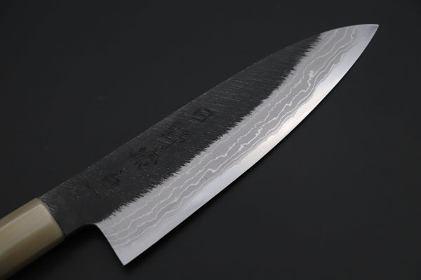 Mutsumi Hinoura Wa Gyuto Mutsumi Hinoura White Steel No.1 Kurouchi Damascus Series "White Storm" MWS-2 Wa Gyuto 155mm (6.1 Inch)
