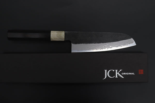 Mutsumi Hinoura Wa Santoku Mutsumi Hinoura White Steel No.1 Kurouchi Damascus Series "White Storm" MWS-3 Wa Santoku 170mm (6.6 Inch)