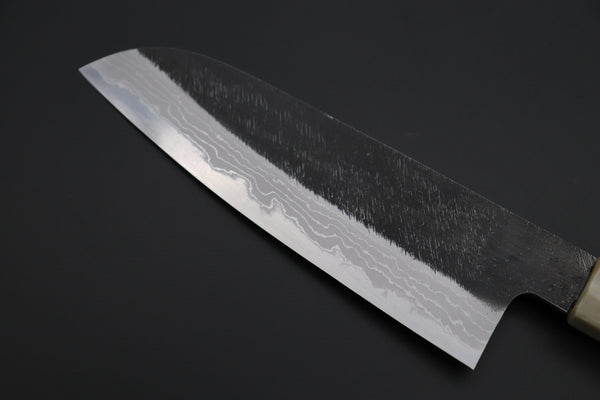 Mutsumi Hinoura Wa Santoku Mutsumi Hinoura White Steel No.1 Kurouchi Damascus Series "White Storm" MWS-3 Wa Santoku 170mm (6.6 Inch)