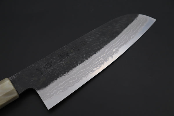 Mutsumi Hinoura Wa Santoku Mutsumi Hinoura White Steel No.1 Kurouchi Damascus Series "White Storm" MWS-3 Wa Santoku 170mm (6.6 Inch)