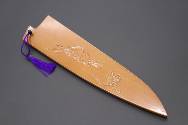 Others Accessories Custom Handmade Carved Wooden Saya for Gyuto 210mm (Mt. Fuji, WS-210-1)