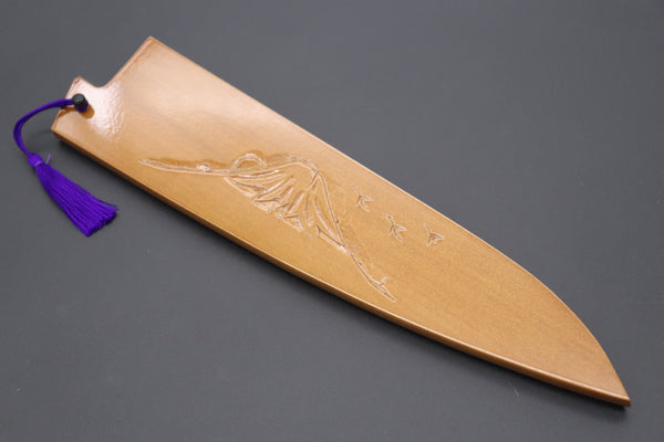 Others Accessories Custom Handmade Carved Wooden Saya for Gyuto 210mm (Mt. Fuji, WS-210-4)