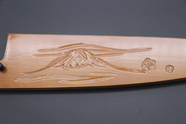 Others Accessories Custom Handmade Carved Wooden Saya for Gyuto 210mm (Mt. Fuji, WS-210-9)