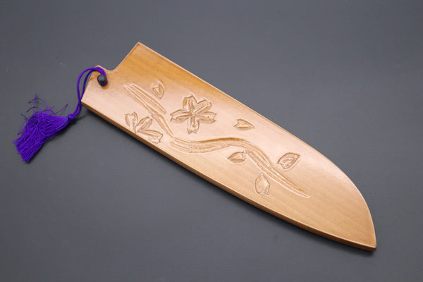 Others Accessories Custom Handmade Carved Wooden Saya for Santoku (SAKURA, WS-三徳-6)