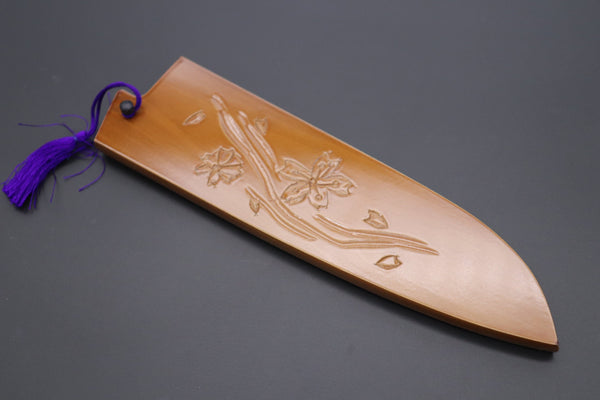 Others Accessories Custom Handmade Carved Wooden Saya for Santoku (SAKURA, WS-三徳-7)